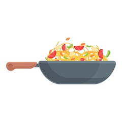 Wok food cooking icon. Cartoon of Wok food cooking vector icon for web design isolated on white background
