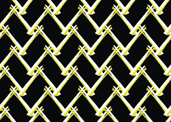 Vector texture background, seamless pattern. Hand drawn, black, yellow, white colors.