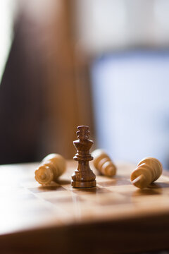 Shot of a chess board white horse moving. Business leader concept.