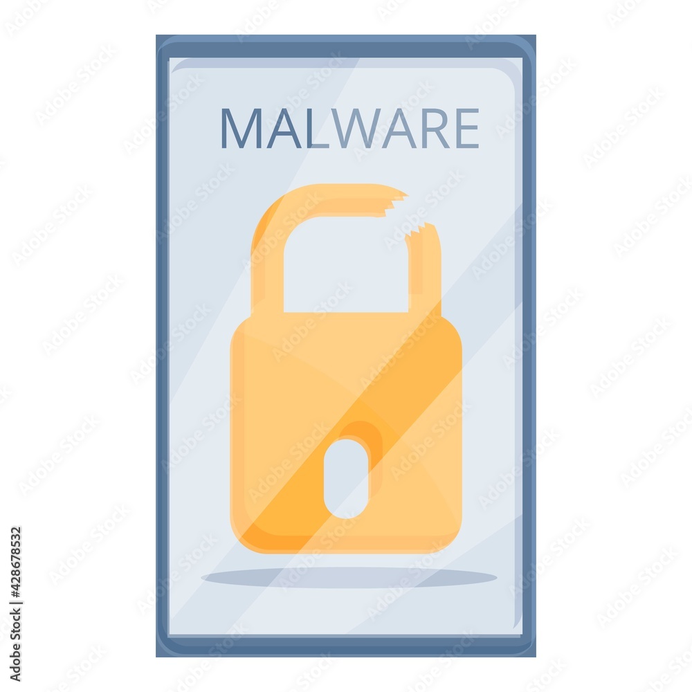 Poster detect malware phone icon. cartoon of detect malware phone vector icon for web design isolated on wh