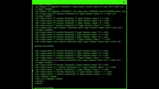 Hacker code running down a computer screen terminal. Alpha channel