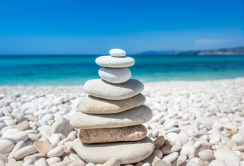 Pyramid of stones on the beach