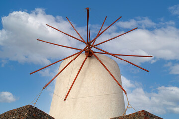 Traditional windmill in Oia village on Santorini Island, Cyclades, Greece