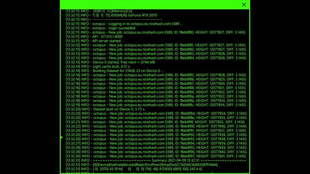Hacker code running down a computer screen terminal. Alpha channel.