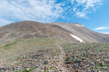Hiking the ridge of colorado 14er Mt. Sherman