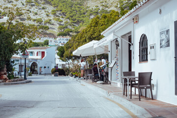 Beautiful view of Mijas picturesque street.  Mijas, Andalusia, Spain. Picture taken - 04.04.2021.