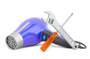 Service and repair of hair dryer. 3D rendering