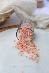 pink himalayan salt in glass