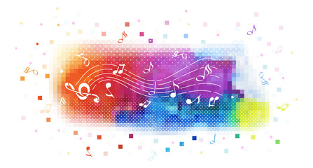 Abstraction of the note. Multicolored musical abstraction. Vector illustration