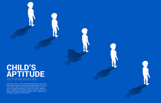 One of Silhouette of children with his shadow of super human. Concept of children aptitude and power inside. - Powered by Adobe