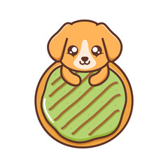 cute puppy with big doughnut