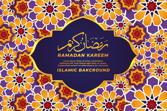 ramadan kareem background islamic ornament purple red yellow