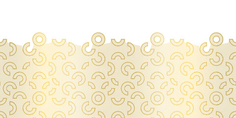 Seamless abstract gold geometric lace pattern Border - cut out lace embroidery. Horizontal Vector illustration with gold gradient  line texture on a white background.