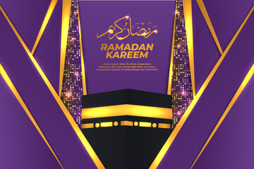 background ramadan kareem mecca purple gold gradient luxury