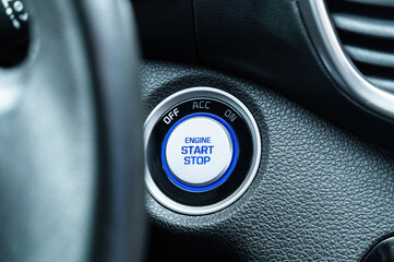 Engine ignition start button in the car