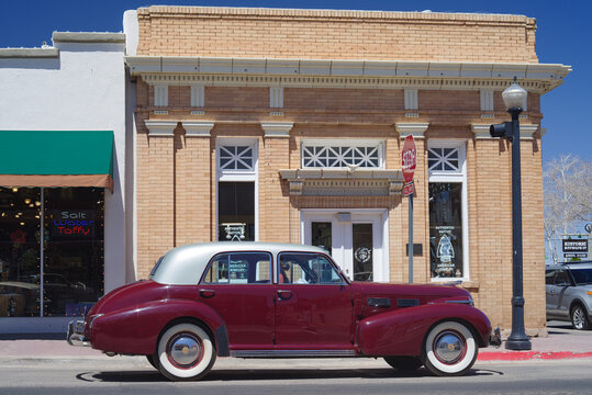 Williams, AZ, USA - April 14, 2021: image of a 1940 Sixty Special Cadillac shown parked.