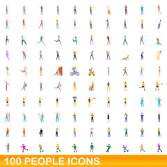 100 people icons set. Cartoon illustration of 100 people icons vector set isolated on white background