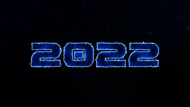Two thousand twenty-two new year numeric number animation. Lighting effects title animation. Electric lighting energy animation. Black background title animation. 4k video.