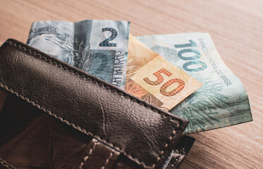 Wallet with money, Brazilian real, Brazilian currency