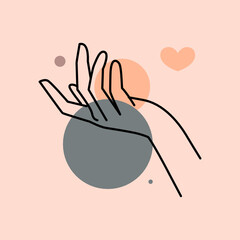 Hand and Heart minimalist line drawing Illustration 