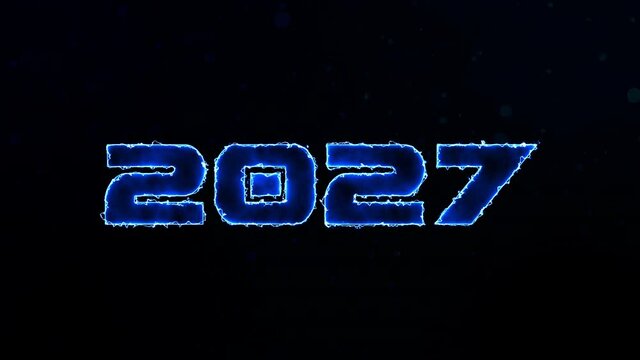 Two thousand twenty-seven new year numeric number animation. Lighting effects title animation. Electric lighting energy animation. Black background title animation. 4k video.