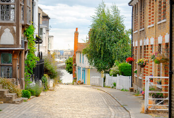 Typical English village with traditional houses in Kent, England..