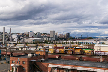 Fototapeta na wymiar train yard from tacoma dome