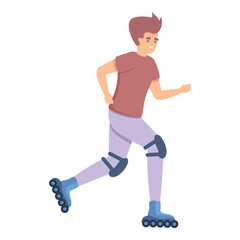 Fototapeta na wymiar Boy rollerblading icon. Cartoon of Boy rollerblading vector icon for web design isolated on white background
