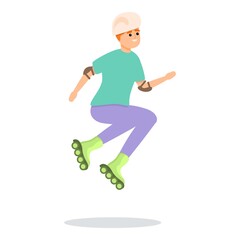 Fototapeta na wymiar Boy jump rollerblading icon. Cartoon of Boy jump rollerblading vector icon for web design isolated on white background