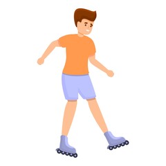 Boy happy rollerblading icon. Cartoon of Boy happy rollerblading vector icon for web design isolated on white background