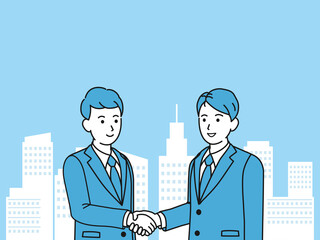 握手をするスーツ姿の男性　商談　契約　挨拶　イラスト素材