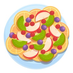 Top view fruit salad icon. Cartoon of Top view fruit salad vector icon for web design isolated on white background
