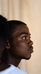 close-up profile of beautiful young black man