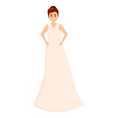 Girl wedding dress icon. Cartoon of Girl wedding dress vector icon for web design isolated on white background