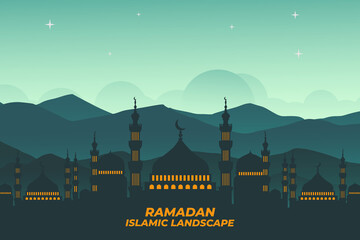 ramadan islamic landscape flat mosque mountain sky night