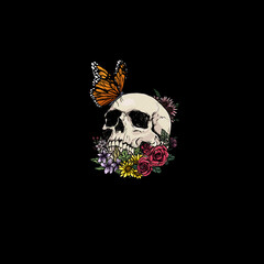 Skull of Flower and butterfly