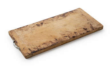 Fototapeta premium A used cutting board on a white background.