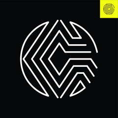 G Lettermark monogram round logo design in vintage line art deco style. Vector logo in Eps 8.
