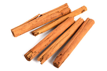 Ceylon Cinnamon or True Cinnamon Quills (Sticks). Cooking Ingredient. Cinnamomum Verum. Isolated on...