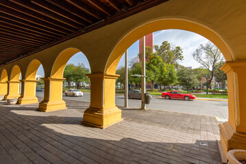 Monterrey historic city center Municipality, Plaza Hidalgo and Father of Independence Hidalgo monument.