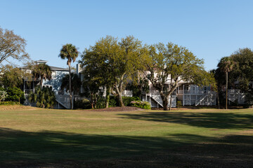 Fototapeta premium Wild Dunes Resort, South Carolina, USA - April 5, 2021. Golf course section, Wild Dunes Resort, Isle of Palms, South Carolina.
