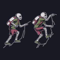 vintage t shirt design a rock climbing skull hiking illustration