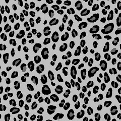 Abstract modern leopard seamless pattern. Animals trendy background. Grey and black decorative vector stock illustration for print, card, postcard, fabric, textile. Modern ornament of stylized skin