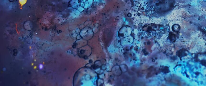 Macro Textures with Vibrant Neon Color Palette. Abstract Background Made with Oil Mixed with Dye, Ink, and Paint.