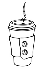Hot Drink cup and cozy - Vector Clipart