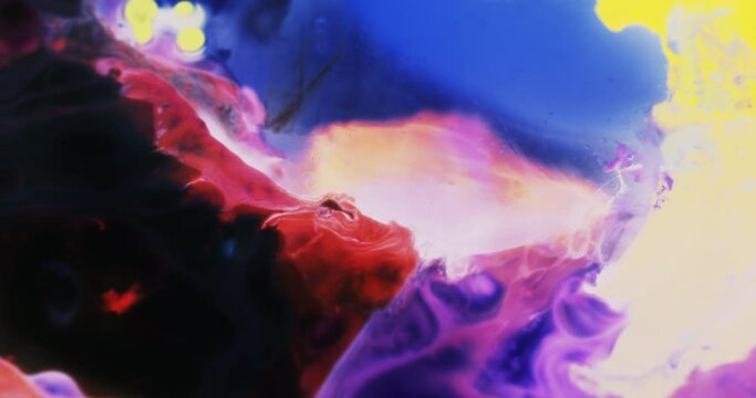 Macro Textures with Vibrant Neon Color Palette. Abstract Background Made with Oil Mixed with Blue and Red Dye, Ink, and Paint.