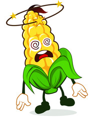 corn mascot cartoon in vector