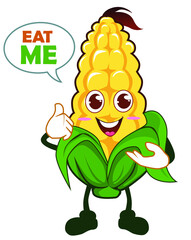 corn mascot cartoon in vector