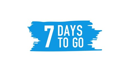 Banner with brushes, paints - 7 days to go. Motion graphics.