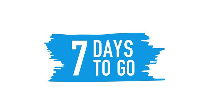 Banner with brushes, paints - 7 days to go. Motion graphics.